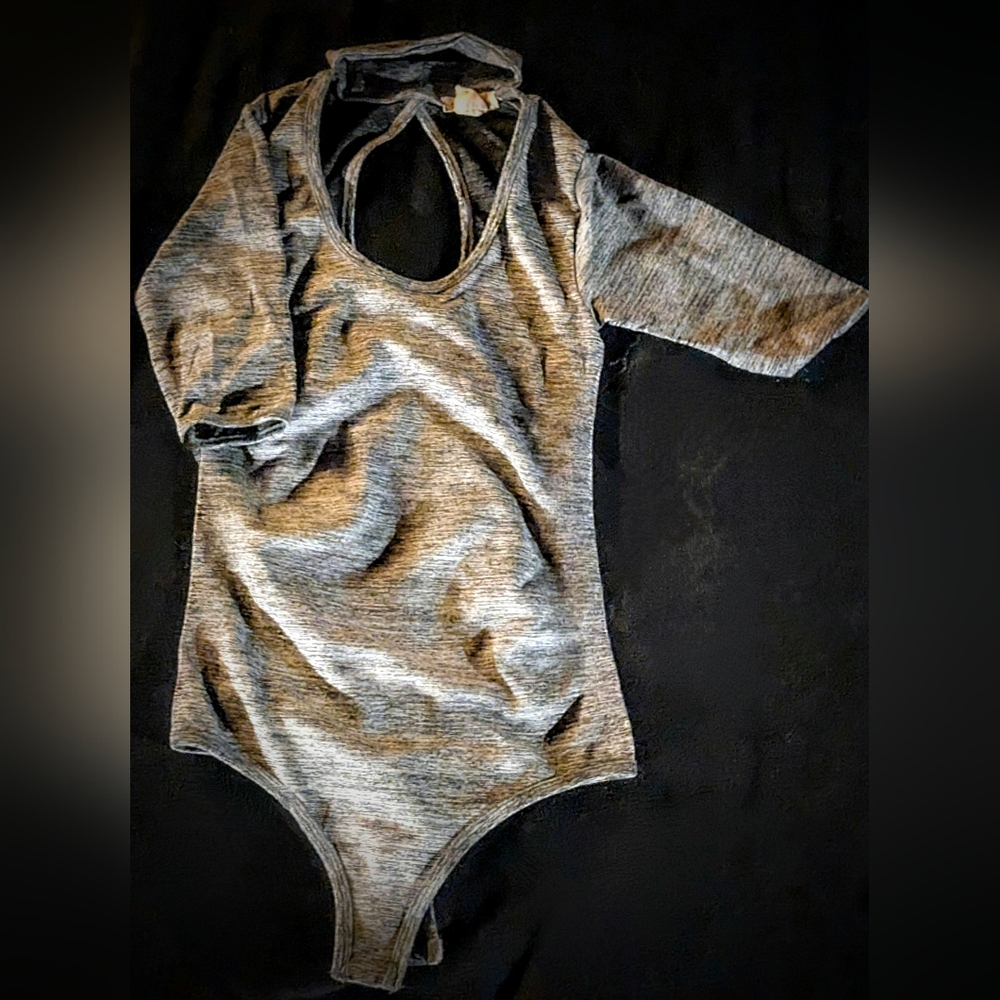 Grey striped bodysuit